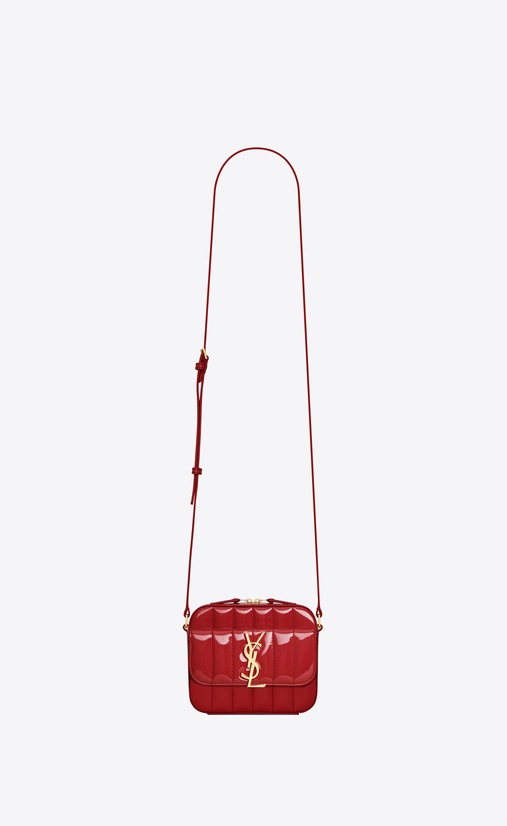 Vicky toy camera bag in quilted patent leather